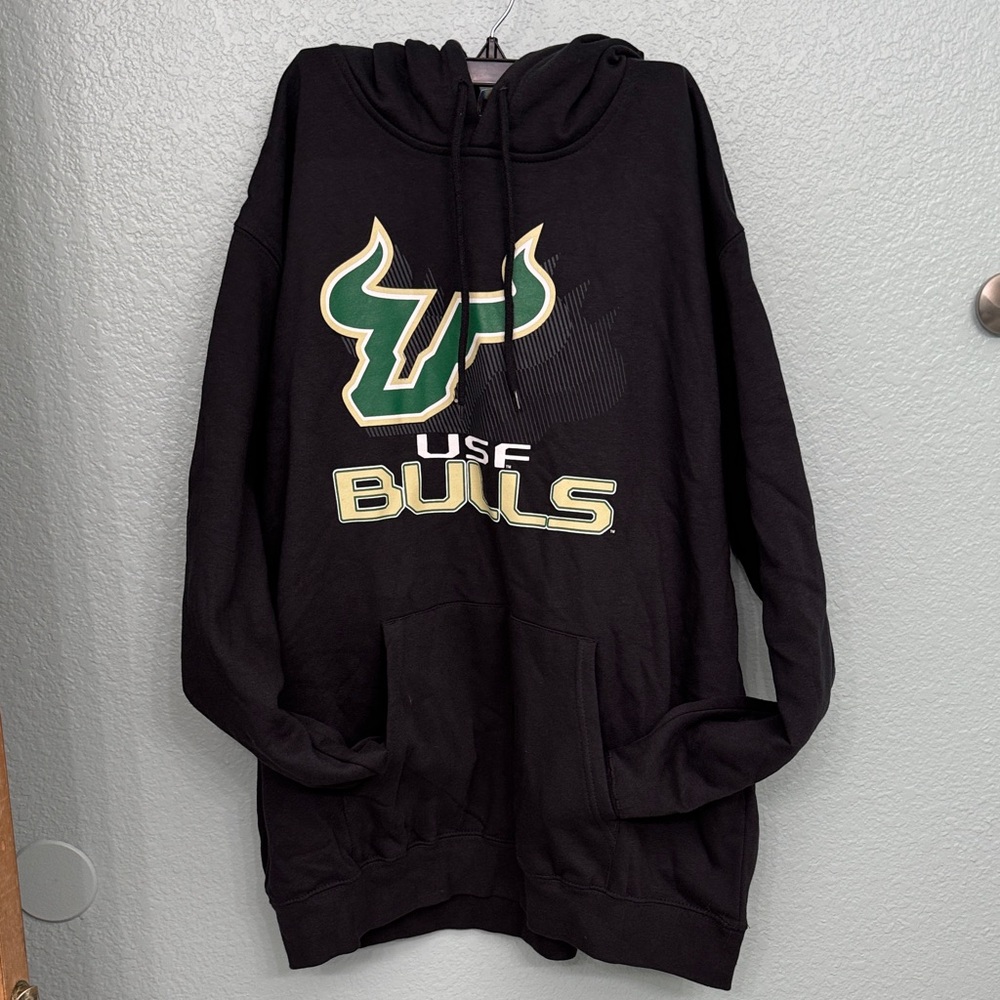 Majestic USF Bulls Black Hoodie with Green and Gold Logo